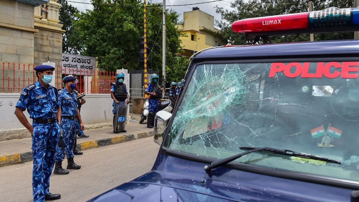 RAF personnel in the riot-hit area of Bengaluru (File-PTI)