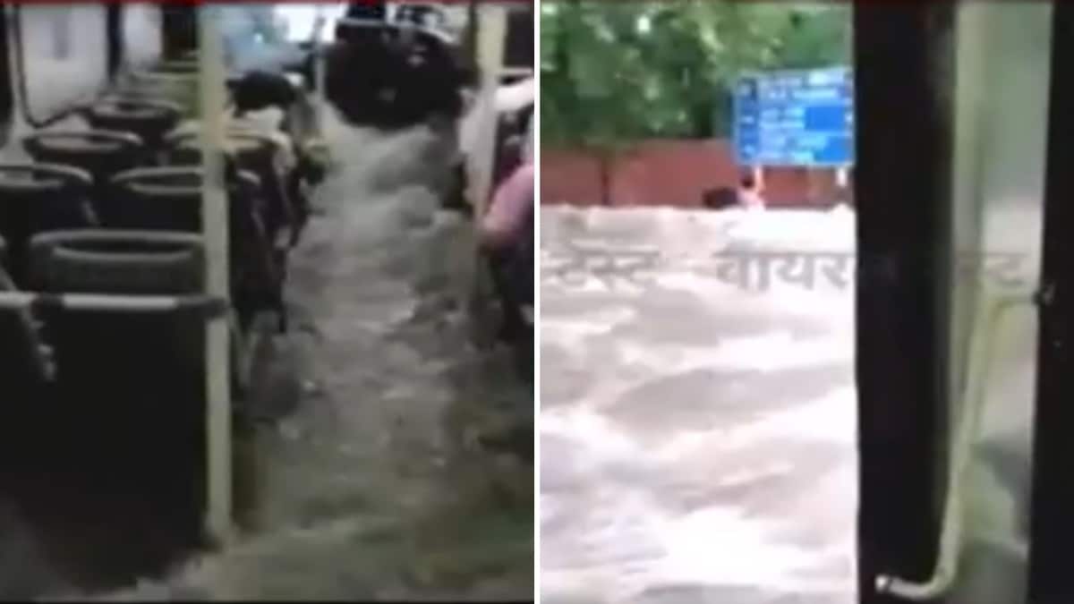 Bus navigating in waterlogged street (File- Video grab)