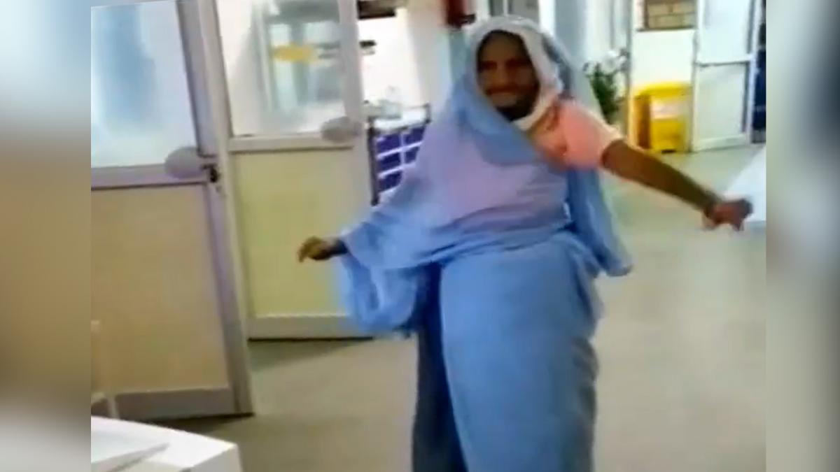 Elderly woman dancing