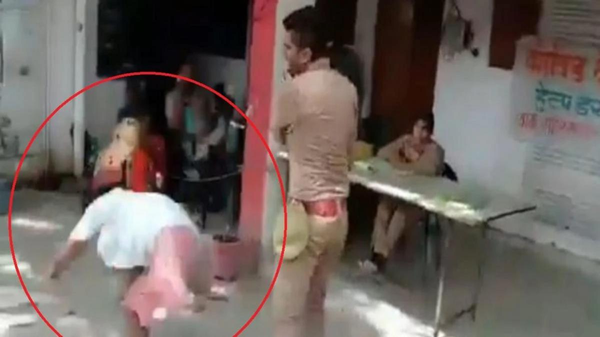 kannauj police constable assaults disabled man