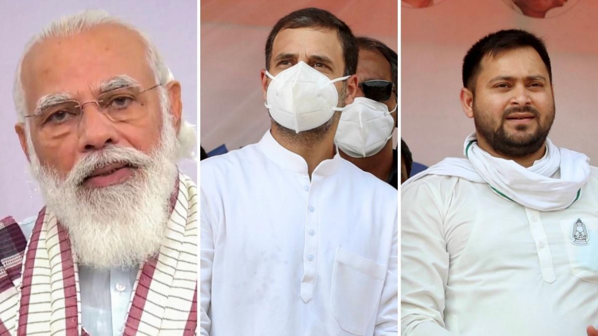 Narendra Modi/ Rahul Gandhi and Tejashwi Yadav (File-PTI)