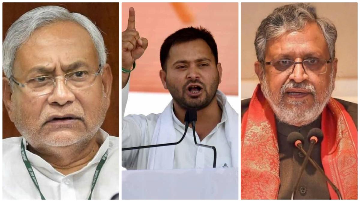 Nitish Kumar, Tejaswi Yadav and Sushil Kumar Modi