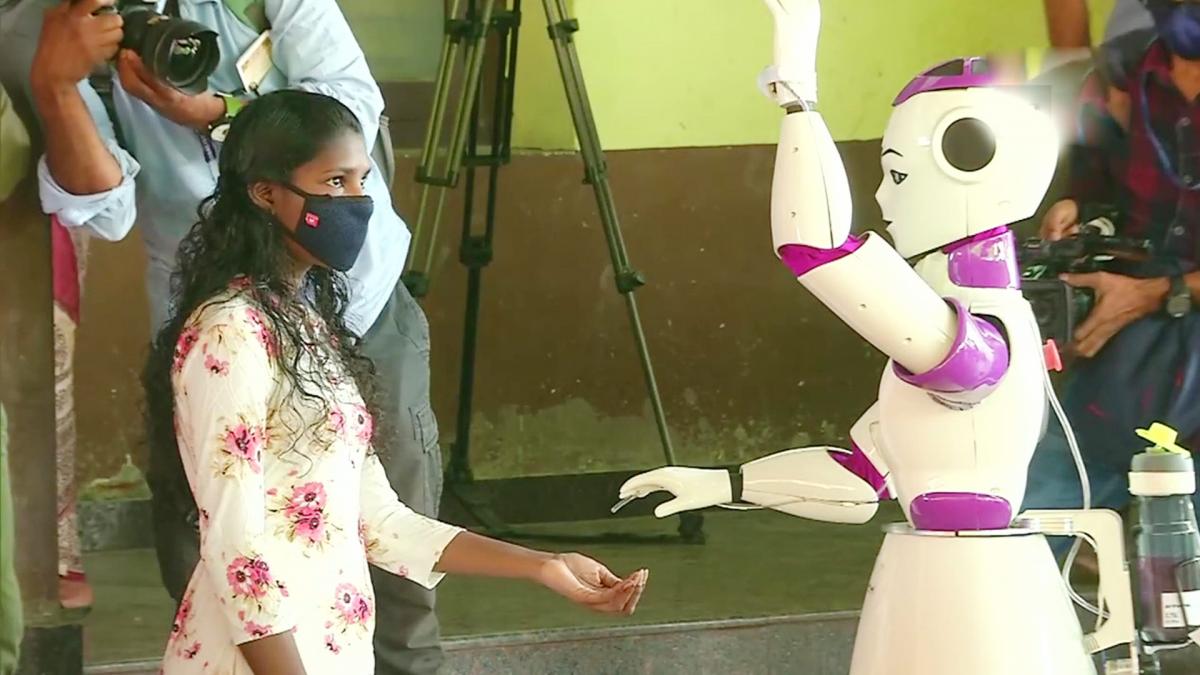 Robot at polling booth in Thrikkakkara