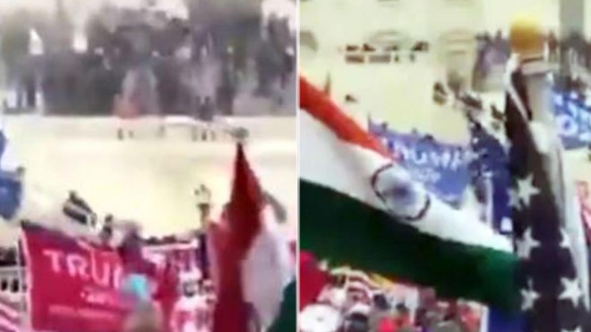 Tricolour seen during US Capitol clashes