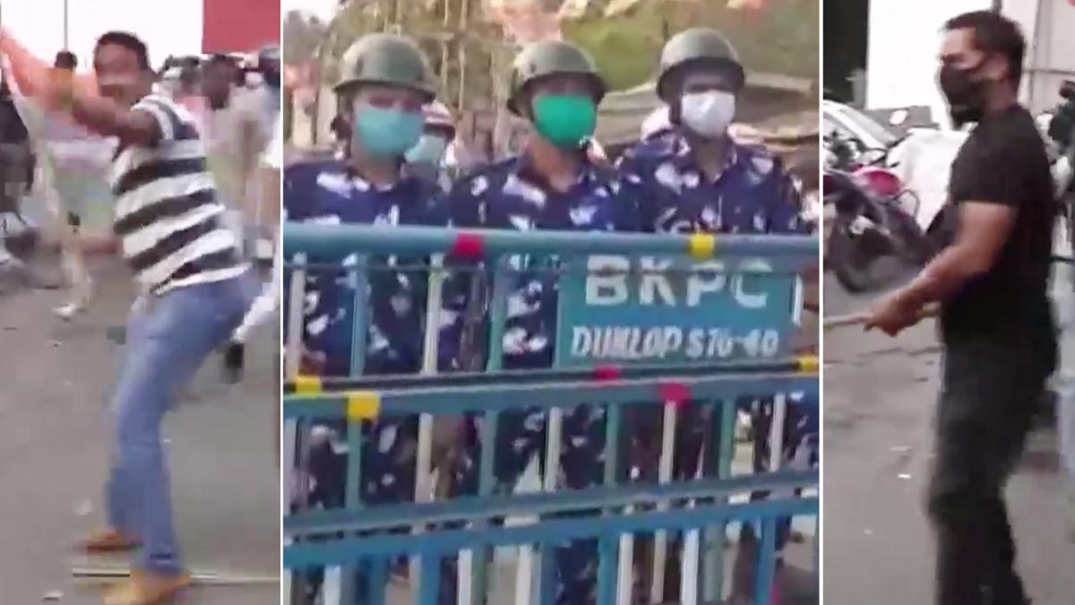 Clashes between police and bjp workers in north 24 parganas 