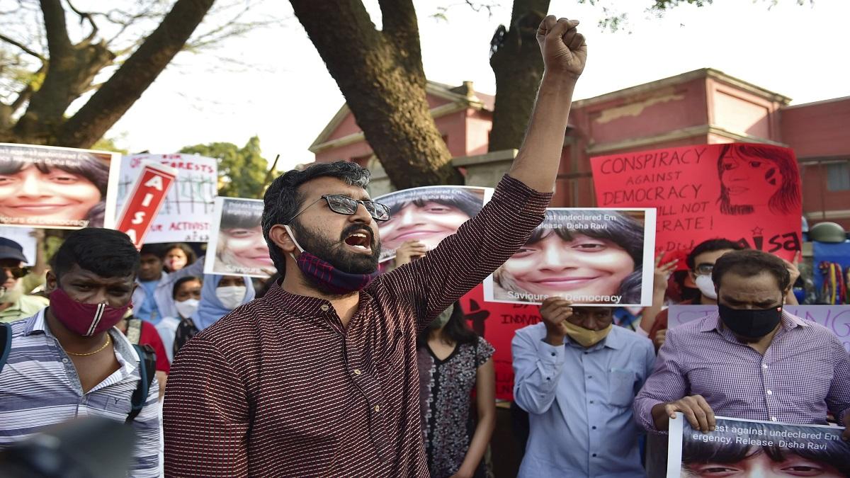Protest in Support of Disha Ravi (Photo-PTI)