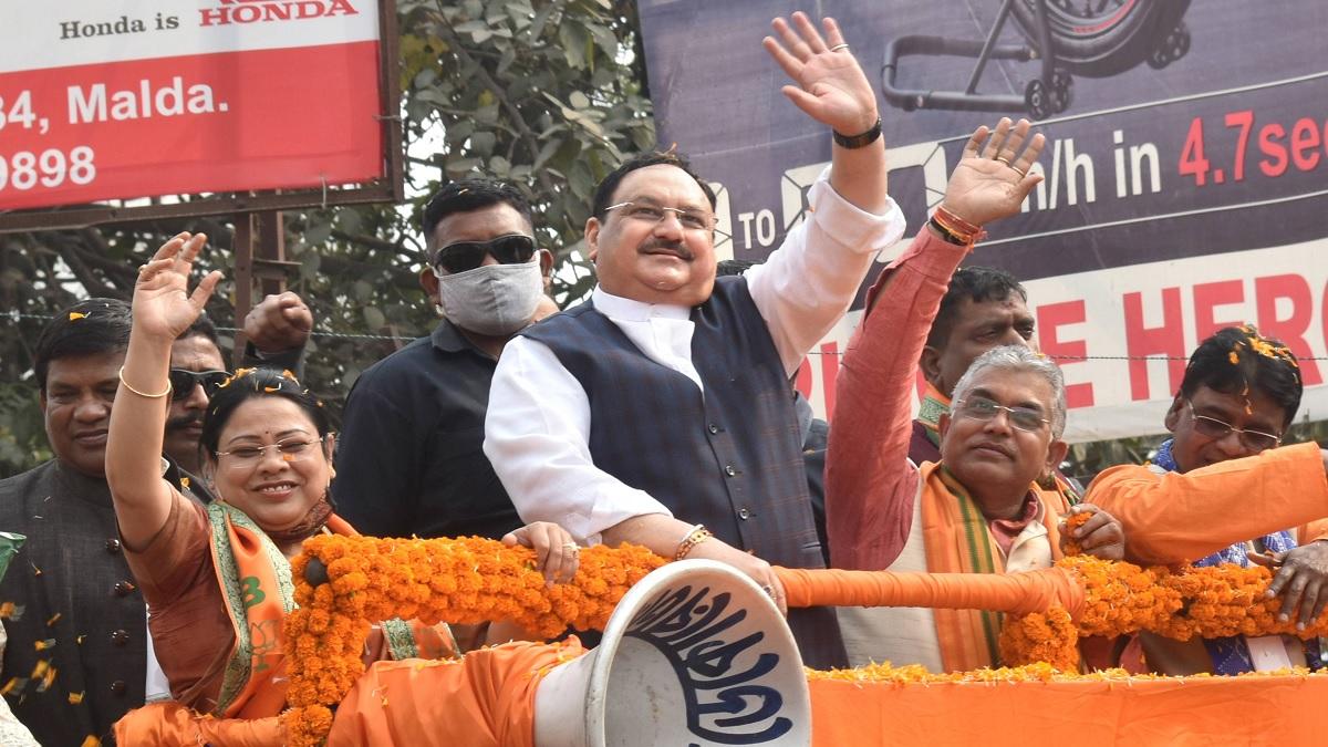 BJP President JP Nadda road show in West Bengal (Photo-PTI)
