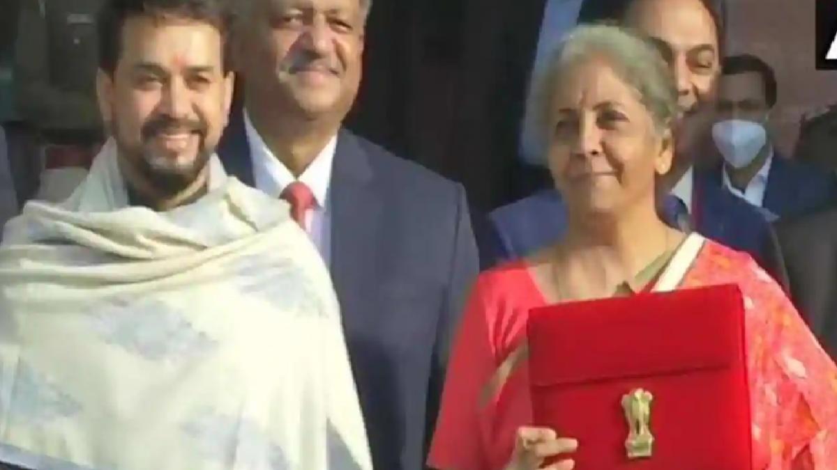Union Budget 2021-22: Nirmala Sitharaman with Anurag Thakur