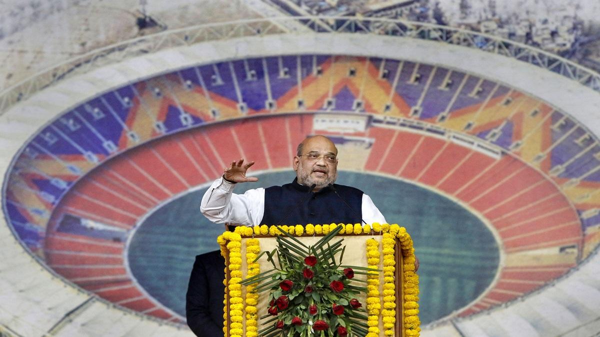 Home Minister Amit Shah at Motera Ground (Photo-PTI)