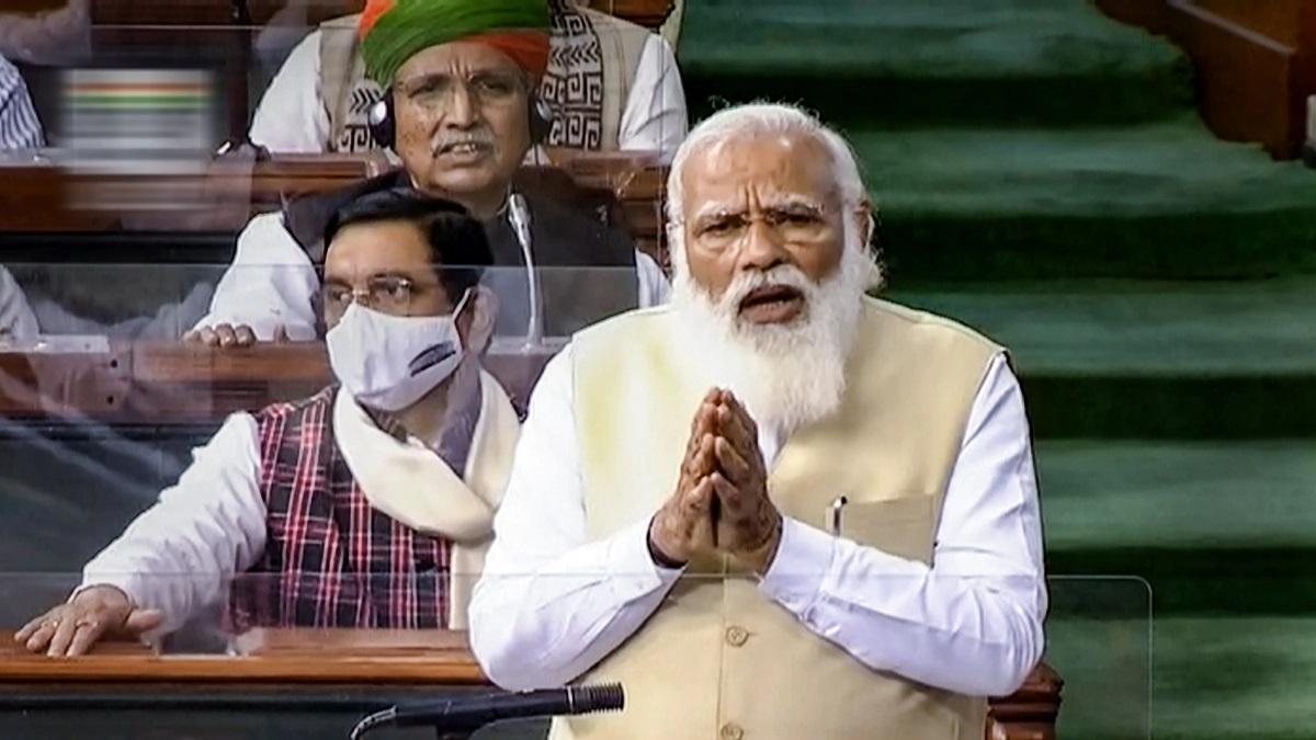 Prime Minister Narendra Modi in Lok Sabha