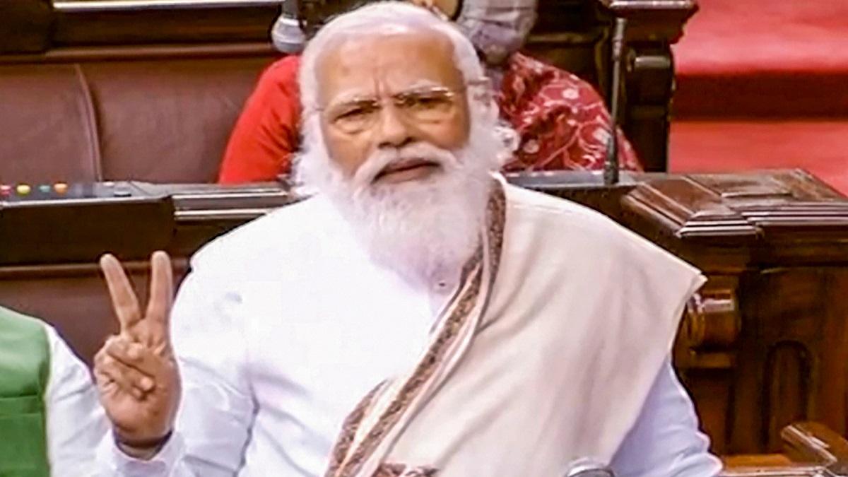 Prime Minister Narendra Modi in Rajya Sabha (Photo-PTI)