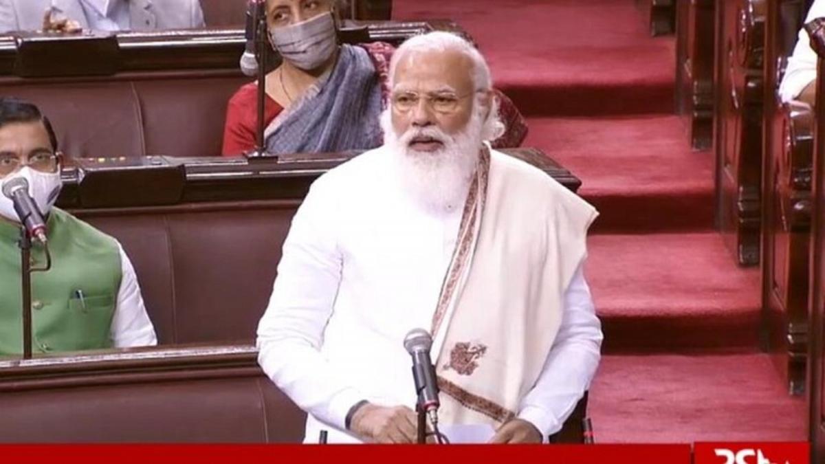 राज्यसभा में पीएम मोदी 