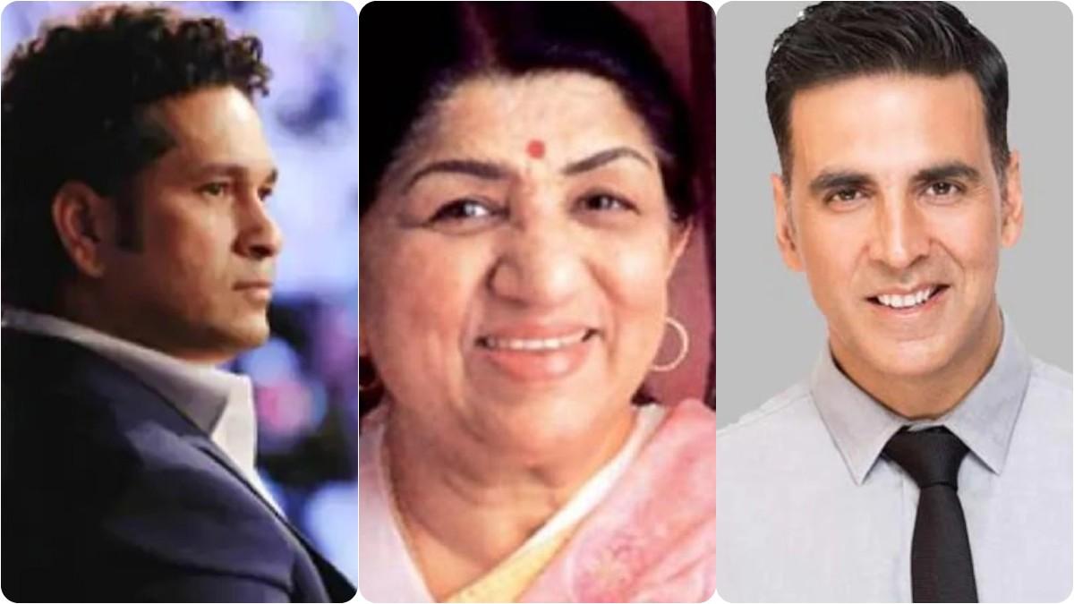 सचिन तेंदुलकर, अक्षय कुमार और लता मंगेशकर (फाइल फोटो)