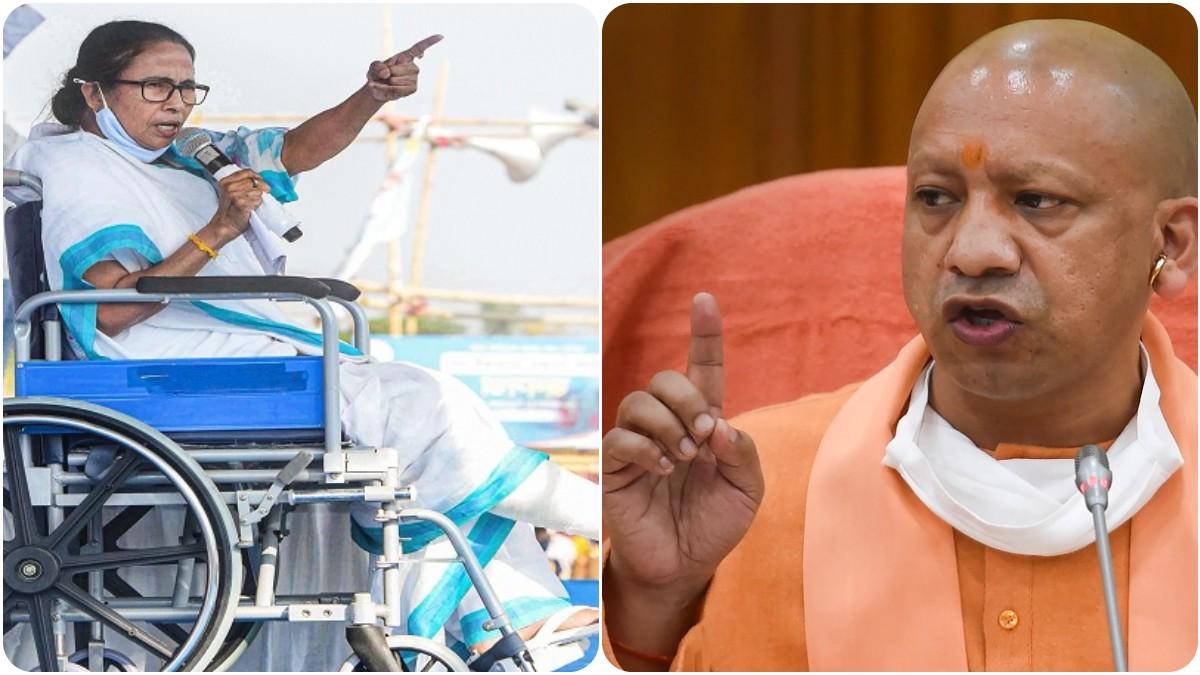 पश्चिम बंगाल की मुख्यमंत्री ममता बनर्जी और यूपी के मुख्यमंत्री योगी आदित्यनाथ (फोटो-PTI)