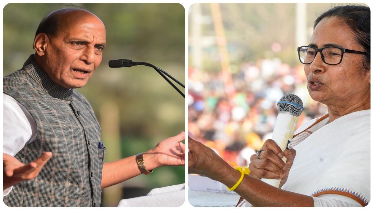 रक्षामंत्री राजनाथ सिंह और मुख्यमंत्री ममता बनर्जी (फोटो-PTI)