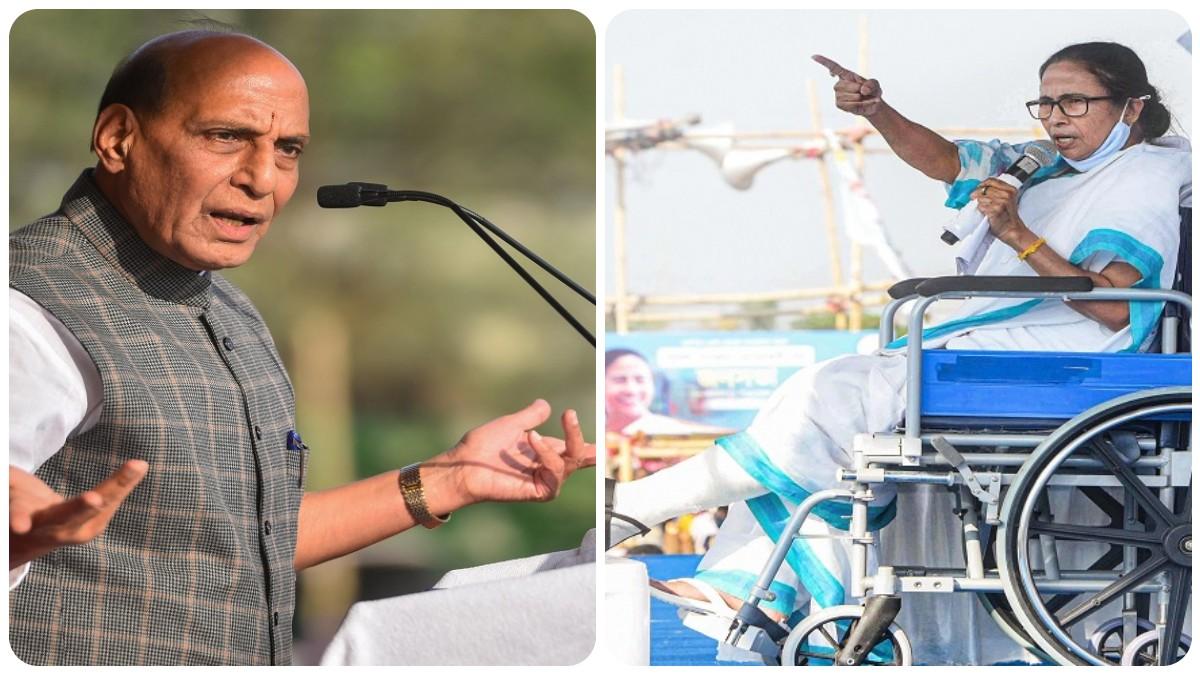 रक्षामंत्री राजनाथ सिंह और ममता बनर्जी (फोटो-PTI)