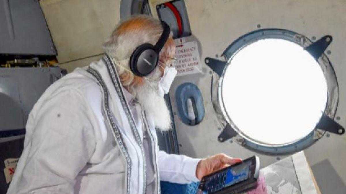 PM Modi conducts aerial survey