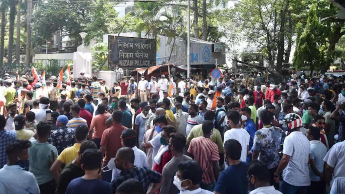 TMC supporters protest outside the CBI office in Kolkata (File-PTI)