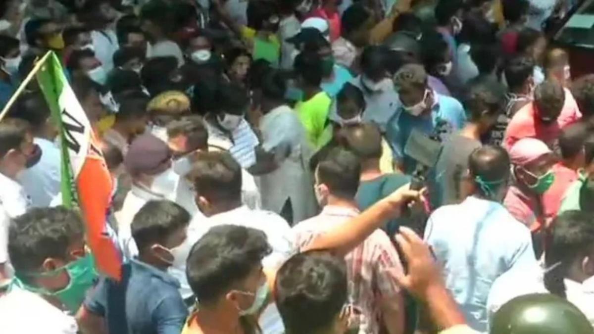 TMC supporters protest outside the CBI office in Kolkata (File-ANI)