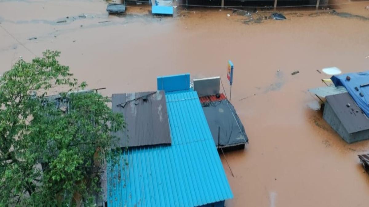 Houses submerged in flood in Chiplun, Maharashtra