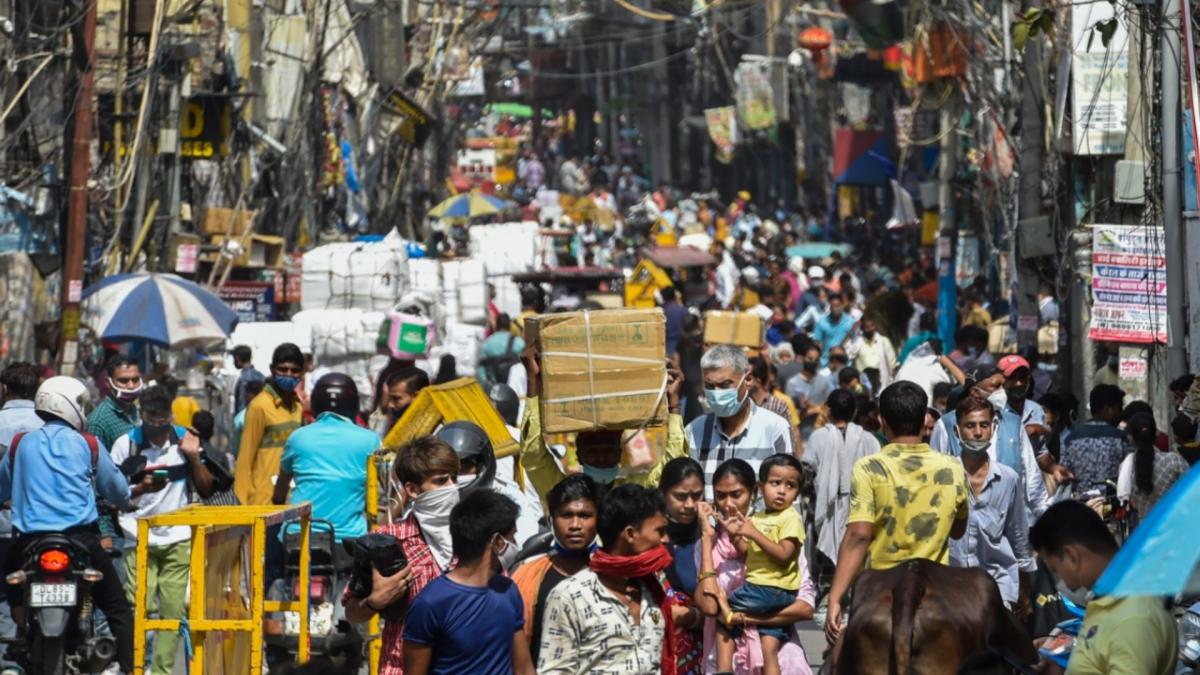 Crowd at Sadar Bazar market after COVID-induced restrictions eased in New Delhi (File-PTI)