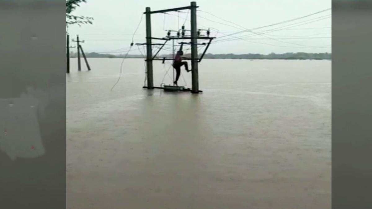 Line man fixing electricity