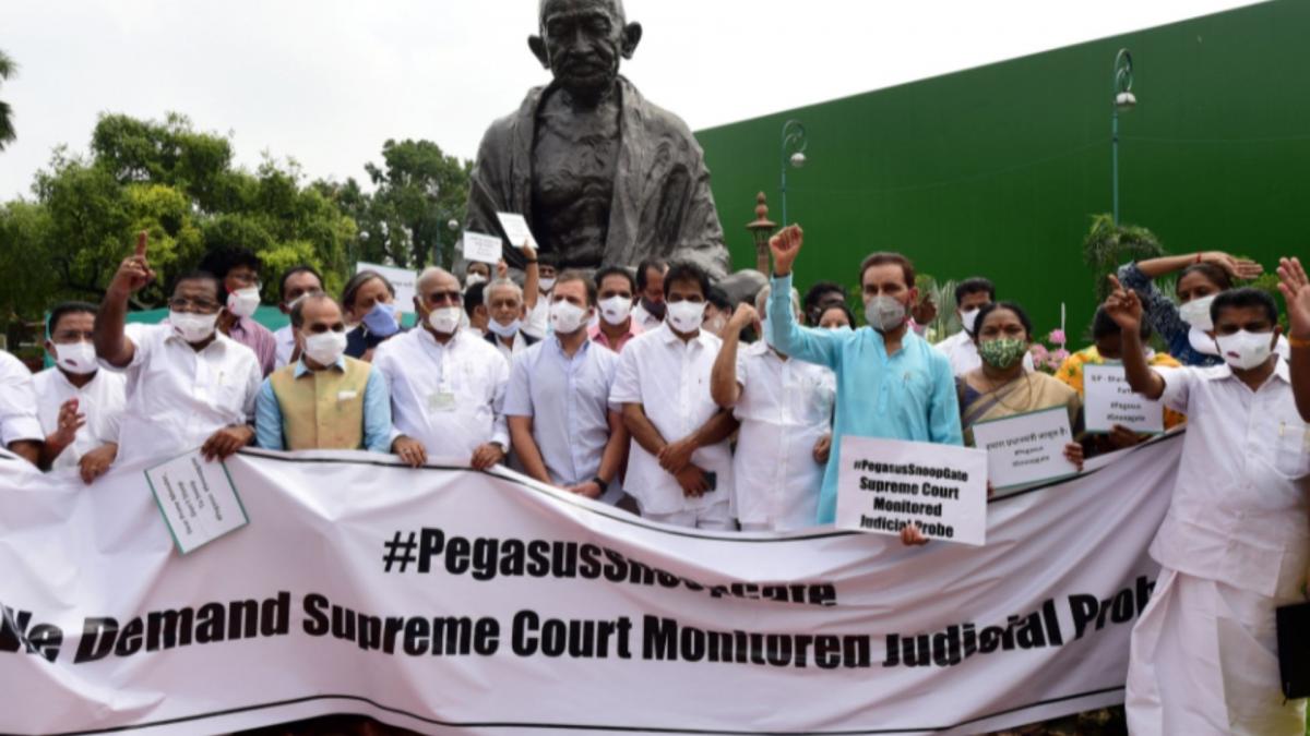 Opposition leader protesting over Pegasus row (File-PTI)