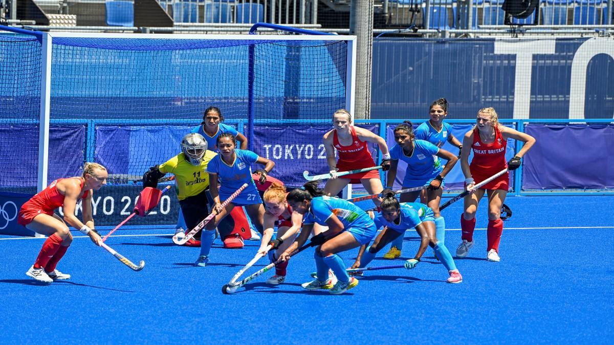 Indian Hockey team while playing match with Great Britain in Tokyo Olympics