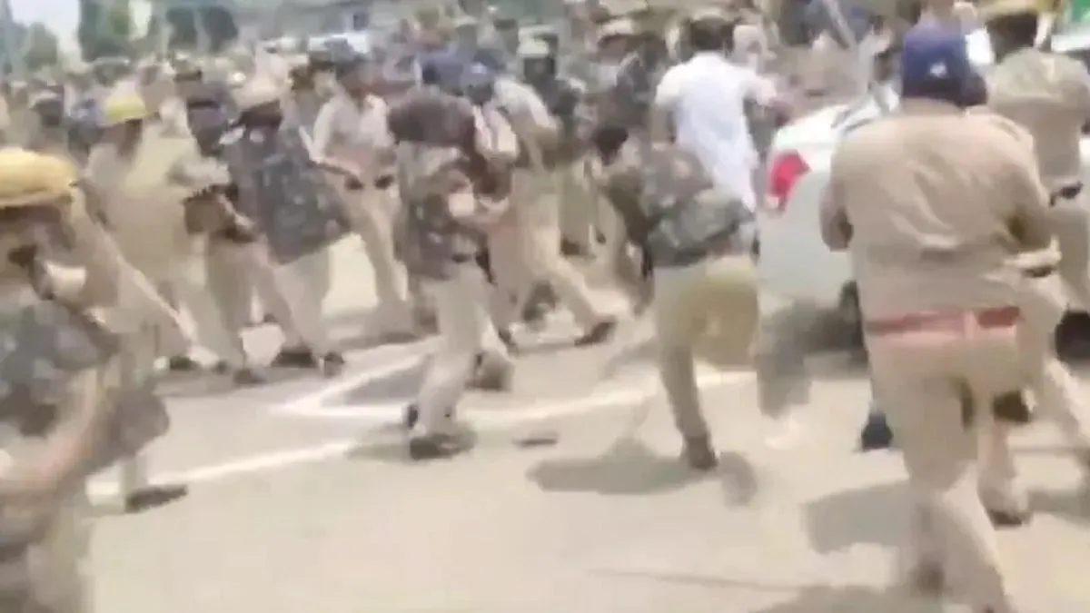 Haryana Police lathicharge