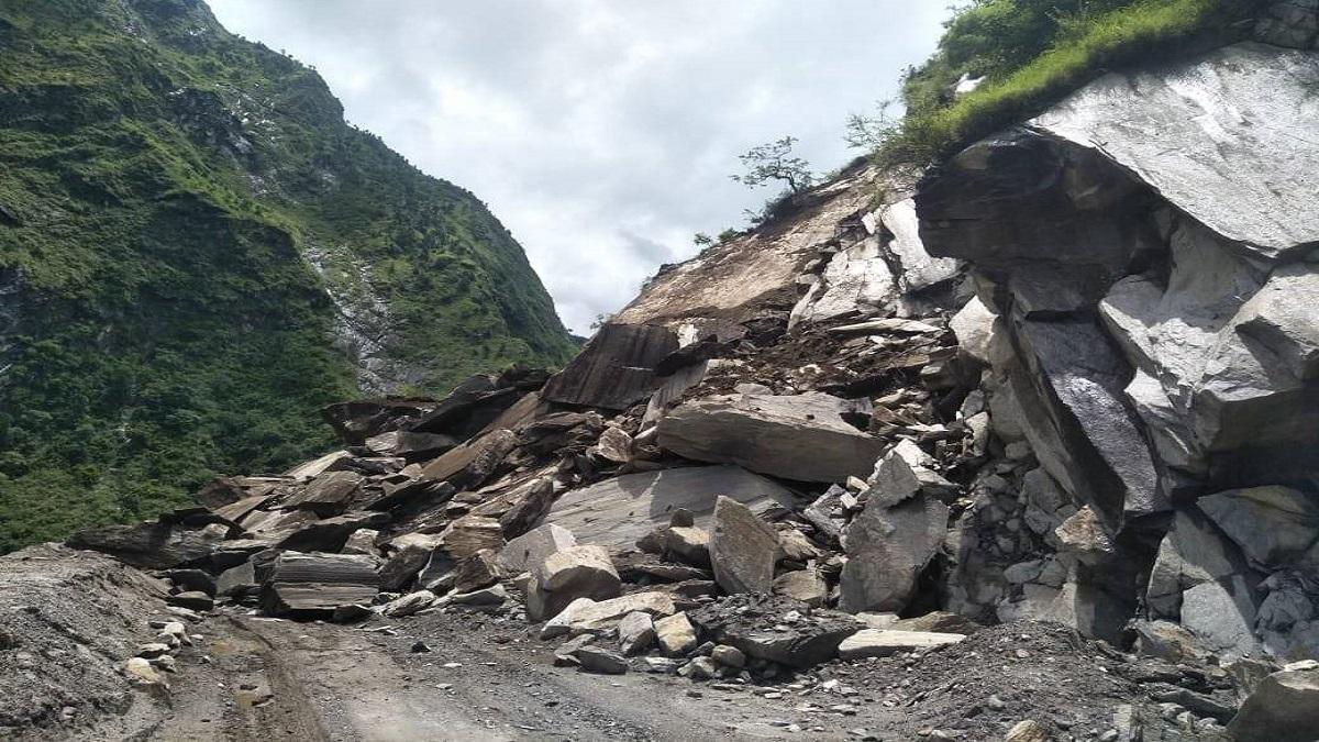 Landslide on mountains 