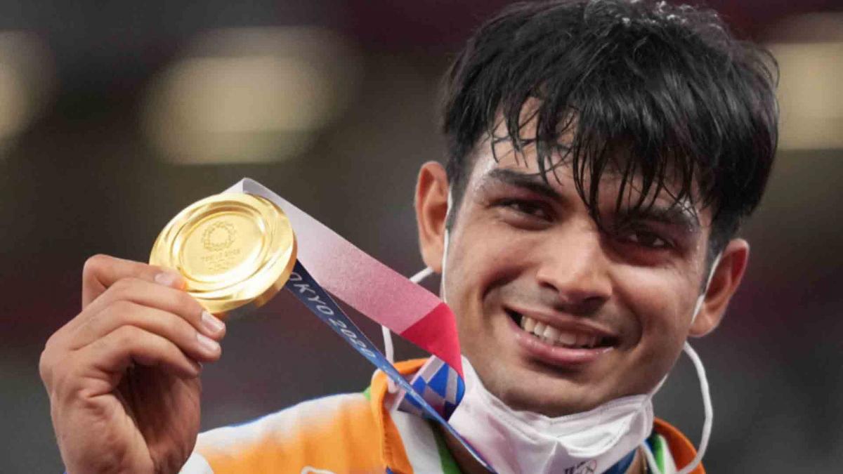 Neeraj Chopra after winning gold
