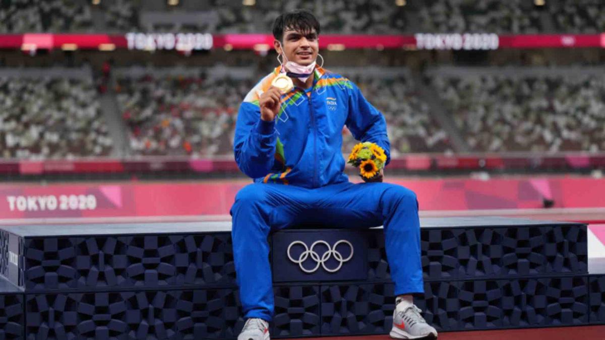 Neeraj Chopra after winning gold