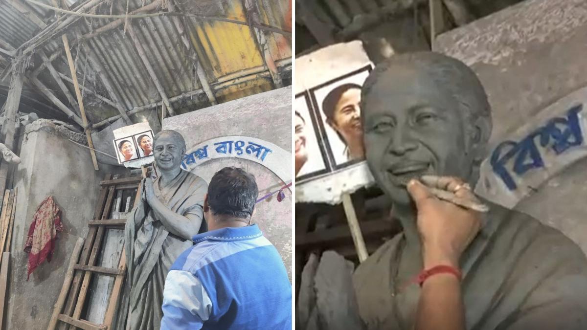 Durga idol resembling Chief Minister of West Bengal Mamata Banerjee