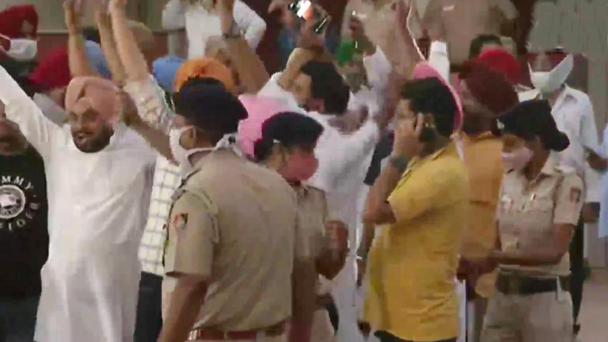 Supporters of Channi celebrates 