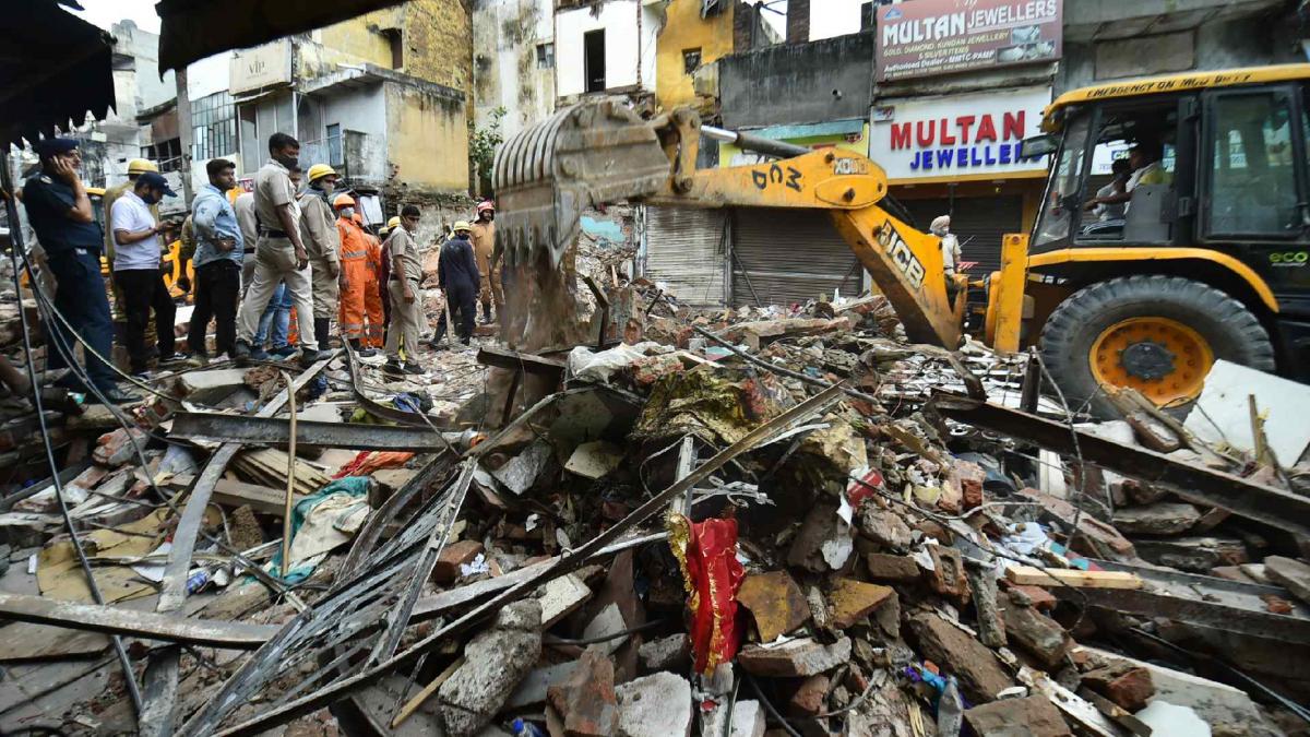 Building collapses in North Delhi