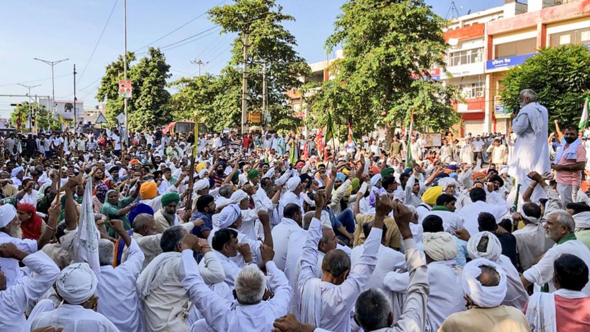 Agitating farmers in Karnal (File-PTI) 