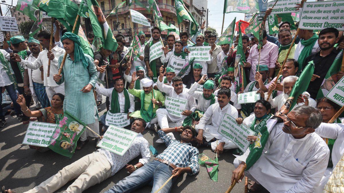 RJD with farmers Bharat bandh 