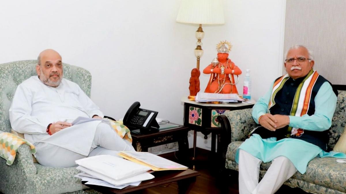 Amit Shah and Manohar Lal Khattar (Credit- twitter.com/mlkhattar)