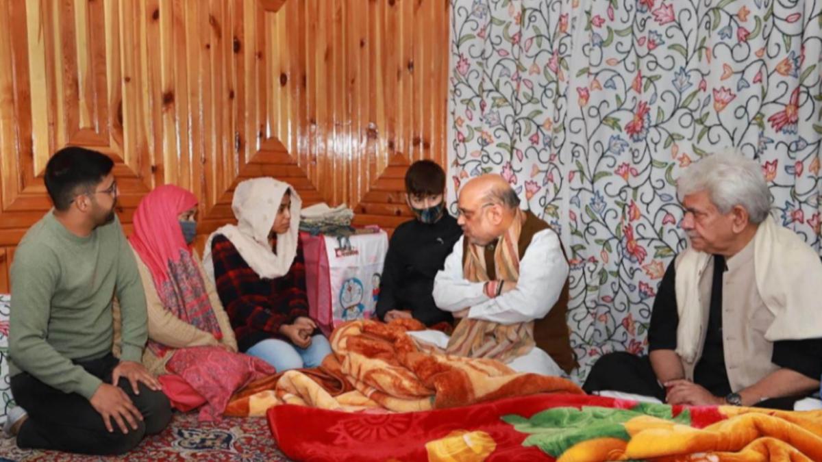 Amit Shat at Parvez Ahmed residence (Credit-PTI)