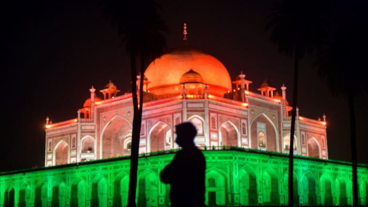 Humayun Tomb light up for celebration of 100 crore vaccinations