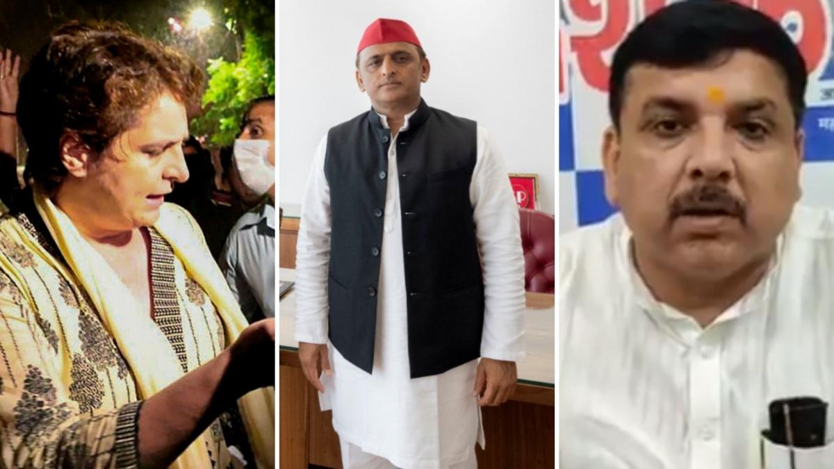 Priyanka Gandhi/ Akhilesh Yadav/ Sanjay Singh