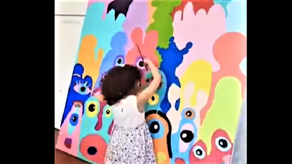 Viral video of cute baby trending on social media for her painting 