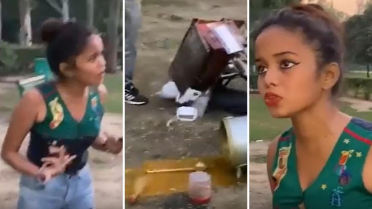 Girl beats kachori seller