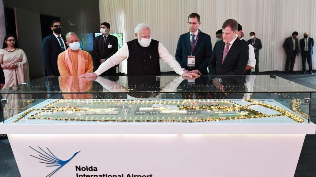 PM Narendra Modi and UP CM Yogi Adityanath, Noida International Airport (Credit-PTI) 