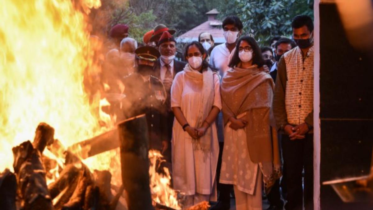 CDS General Bipin Rawat and his wife Madhulika Rawat laid to rest