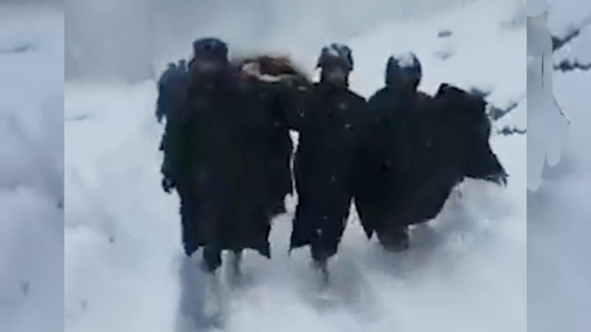गर्भवती को पालकी पर उठाते दिखे सैनिक, बर्फ में चलकर पहुंचाया अस्पताल