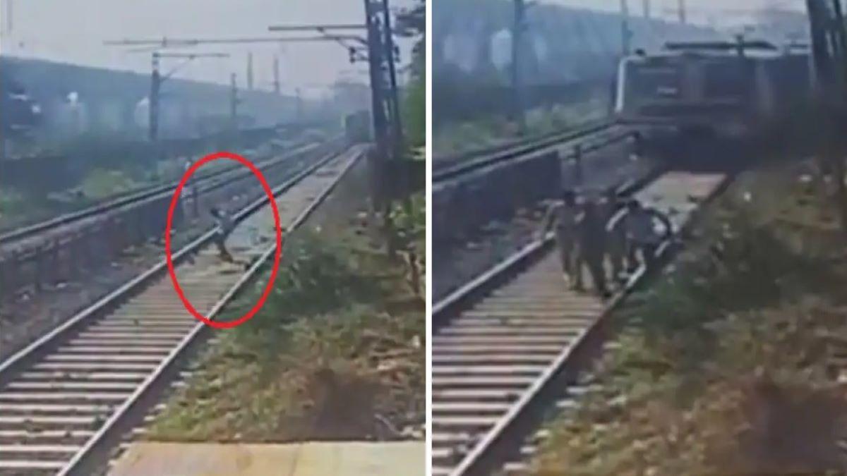 man lying on railway track saved by train emergency brake