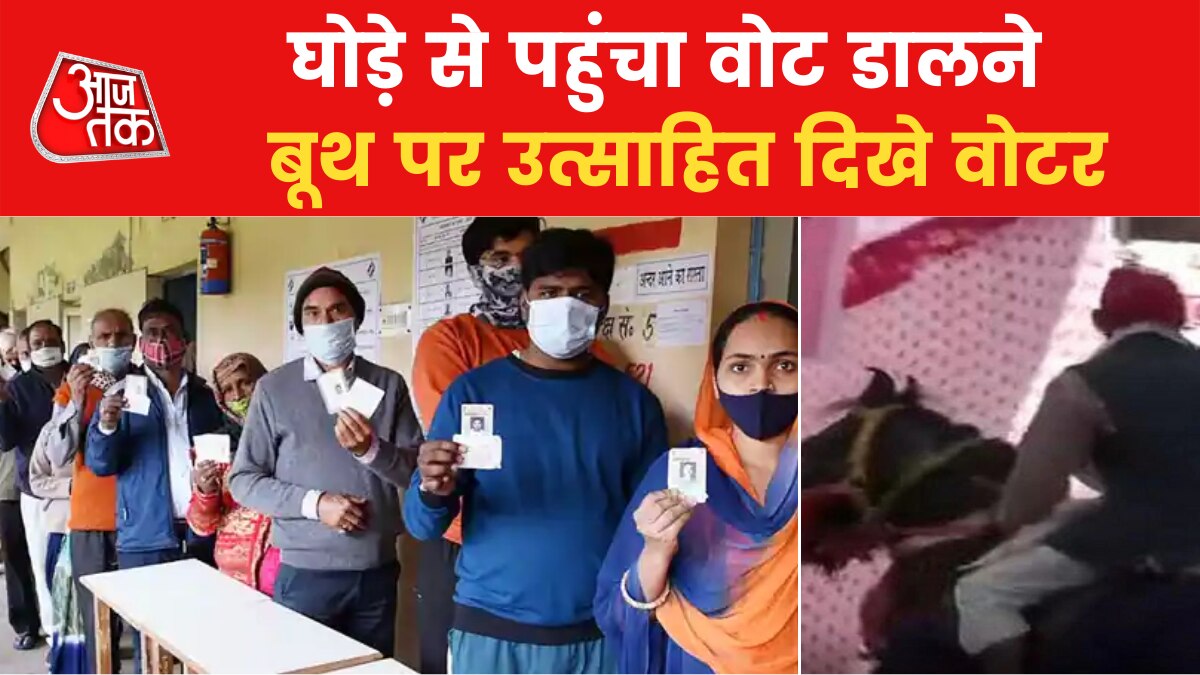 Man reaches on horse for voting