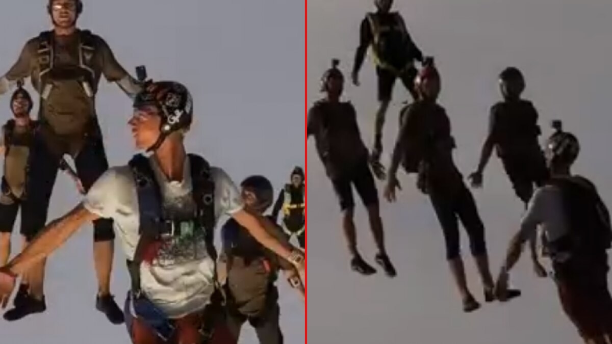 Skydiving Viral Video स्काई डाइविंग कर रहे लड़कों ने दिखाया गज़ब का संतुलन, वीडियो देख उड़