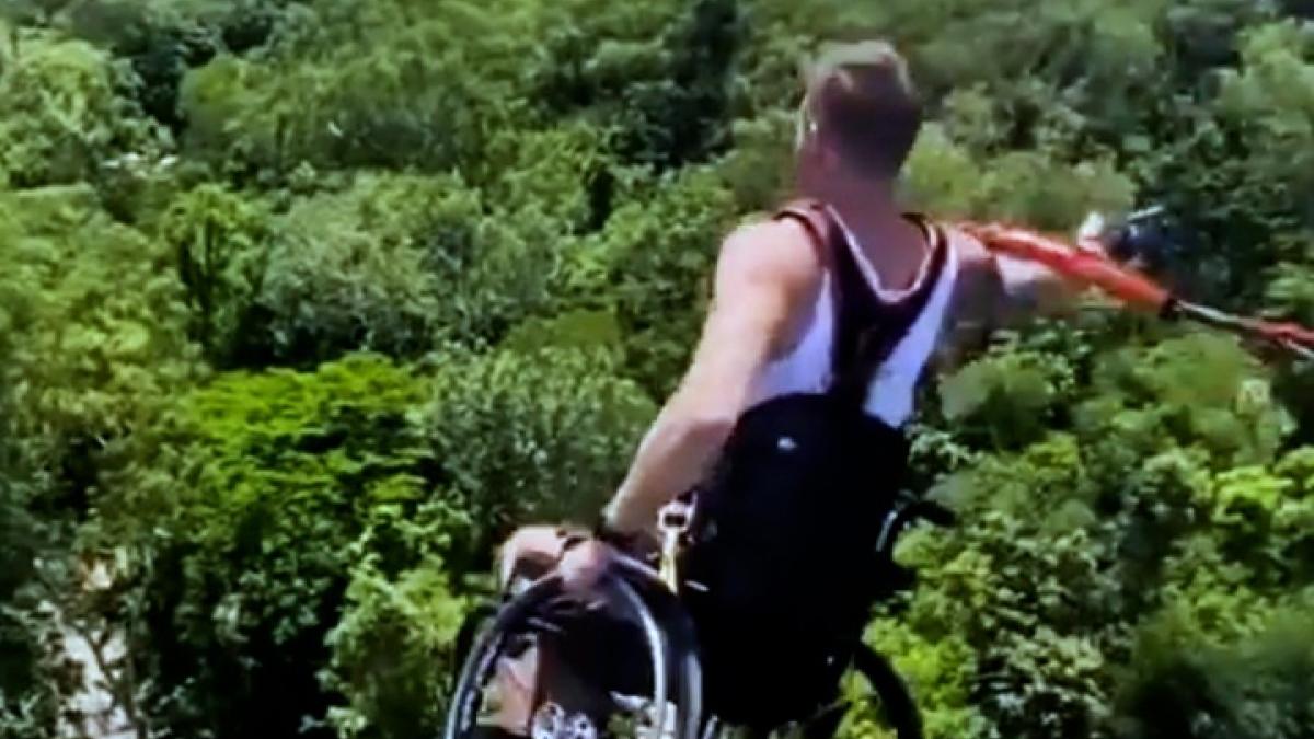 Jumped from thousands of feet above taking a wheelchair